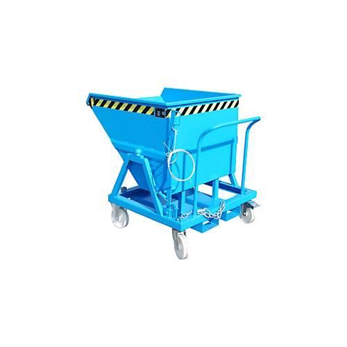4052462048409 - Kippmulde Bauer KS 400 Stahl blau B 1220 x T 1200 x H 1115 mm 400 l bis 1000 kg Rollen Manuelle Kippvorrichtung