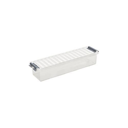 8711112818002 - helit the q-line Aufbewahrungsbox mit Deckel glasklar Lebensmittelechte stapelbare Kunststoffbox mit Klickverschluss 1 Box 09 Liter
