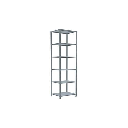 4004514237859 - Schulte Lagertechnik Fachbodenregal Stecksystem MultiPlus250 Grundregal 6 Fachböden Kreuzstrebe B 750 x T 600 x H 2500 mm silbergrau verzinkt