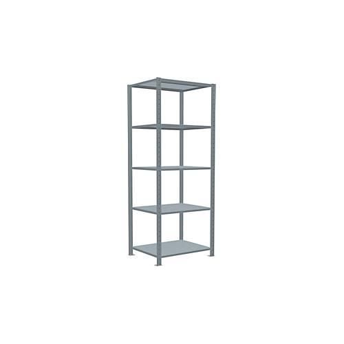 4004514237842 - Schulte Lagertechnik Fachbodenregal Stecksystem MultiPlus250 Grundregal 5 Fachböden Kreuzstrebe B 750 x T 600 x H 2000 mm silbergrau verzinkt