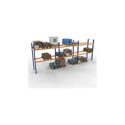 4058255107780 - Schulte Lagertechnik Palettenregal Grundregal B 8444 x T 1100 x H 4000 mm 4 Ebenen Palettengewicht bis 800 kg Feldlast 8682 kg blau orange