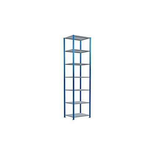 4004514283665 - Schulte Lagertechnik Fachbodenregal Stecksystem MultiPlus250 Grundregal 7 Fachböden Kreuzstrebe B 750 x T 600 x H 3000 mm Enzianblau RAL 5010