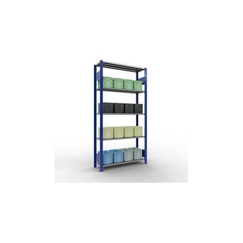 4004514279484 - Schulte Lagertechnik Fachbodenregal MULTIplus150 Steck-Grundregal B 1000 x T 300 x H 2000 mm 5 Ebenen bis 1300 kg enzianblau verzinkt