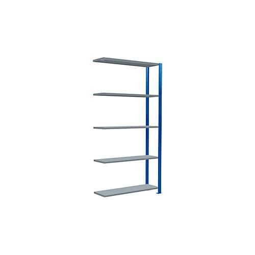 4004514282262 - Schulte Lagertechnik Fachbodenregal Stecksystem MultiPlus250 Anbauregal 5 Fachböden Kreuzstrebe B 1000 x T 300 x H 2000 mm Enzianblau RAL 5010