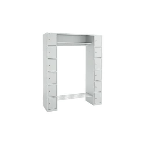 4251898822540 - Select Schließfachgarderobe mit Hutablage & Kleiderstange 2 x 6 Fächer B 1735 x T 500 x H 1950 mm lichtgrau lichtgrau