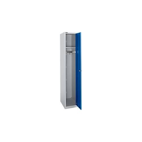 4251898822649 - Select Garderobenschrank 1 Abteil B 350 mm 2 Fächer Hutboden & Kleiderstange abschließbar weißalu enzianblau