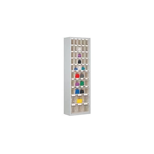 4009292858609 - Magazinschrank Volumen 333 l 43 herausnehmbare Klappkästen mit Griffmulde B 665 x T 250 x H 2000 mm lichtgrau transparent