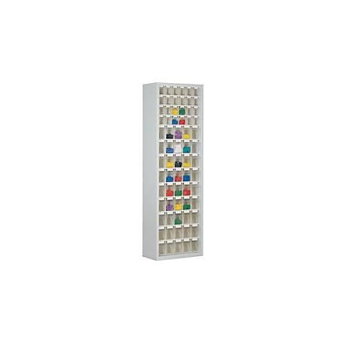 4009292858227 - Magazinschrank Volumen 333 l 69 herausnehmbare Klappkästen mit Griffmulde B 665 x T 250 x H 2000 mm lichtgrau transparent
