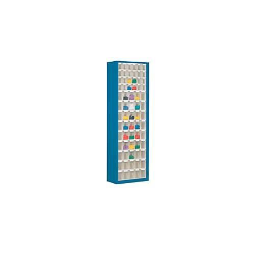 4009292858234 - Magazinschrank Volumen 333 l 69 herausnehmbare Klappkästen mit Griffmulde B 665 x T 250 x H 2000 mm enzianblau transparent
