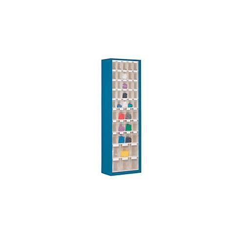4009292858616 - Magazinschrank Volumen 333 l 43 herausnehmbare Klappkästen mit Griffmulde B 665 x T 250 x H 2000 mm enzianblau transparent