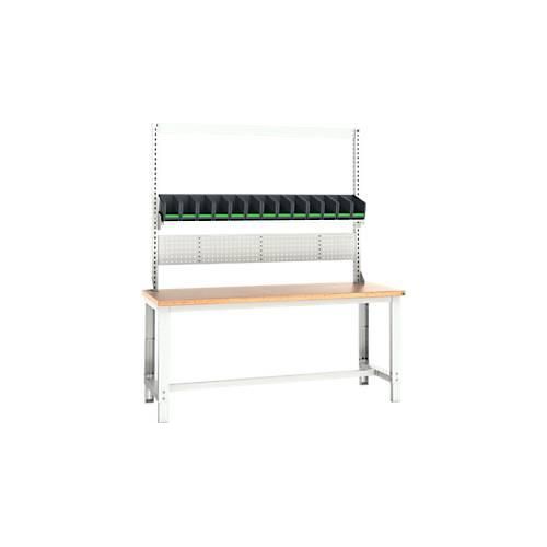 4049751600295 - Systemwerkbank cubio mit Aufnahmerahmen Buche-Multiplexplatte bis 800 kg B 2000 x T 750 mm Lichtgrau