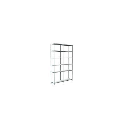 4004514122445 - Steckregal Stecksystem Grund- und Anbauregal Regale Metall weiß 2300x1400x350 mm 12 Böden Gr B H T 140 cm x 230 cm x 35 cm weiß Werkstatt-Regale