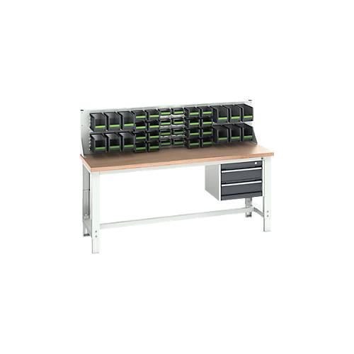 4049751600387 - Systemwerkbank cubio mit Aufsatzrahmen und Schlitzplatte Schubladen Buche-Multiplexplatte bis 800 kg B 2000 x T 750 mm Lichtgrau 4049751600387 - Systemwerkbank cubio mit Aufsatzrahmen und Schlitzplatte Schubladen Buche-Multiplexplatte bis 800 kg B 2000 x T 750 mm Lichtgrau