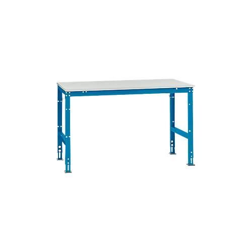 4045916070224 - AU40615012 Arbeits-Grundtisch UNIVERSAL Standard mit Melaminplatte BxTxH = 1500 x 1000 x 760-870 mm Licht-Blau (RAL 5012)