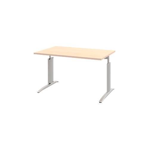 4004479044684 - röhr Techno höhenverstellbarer Schreibtisch ahorn rechteckig C-Fuß-Gestell silber 1200 x 800 cm