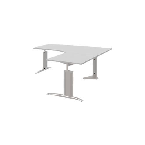 4004479148825 - Winkelschreibtisch BARI 90° Winkel rechts C-Fuß B 1800 x T 800 mm hellgrau