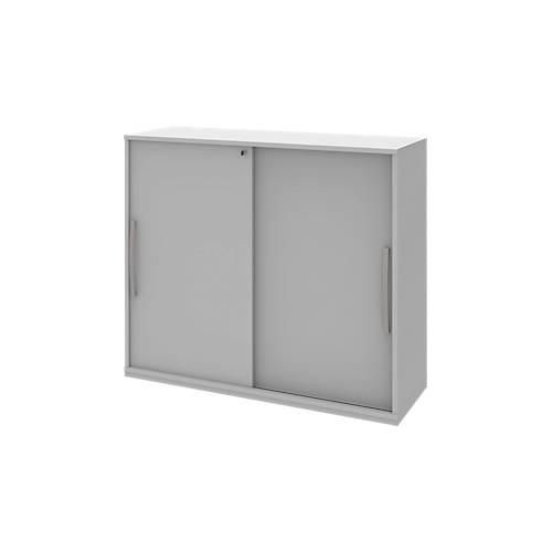 4004479539890 - Schiebetür-Anbauschrank BARI 4 Böden Schloss Mitteltrennwand B 1200 x T 430 x H 1117 mm hellgrau 4004479539890 - Schiebetür-Anbauschrank BARI 4 Böden Schloss Mitteltrennwand B 1200 x T 430 x H 1117 mm hellgrau