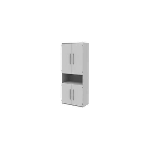 4004479540278 - Aktenschrank BARI 6 OH 3 Böden 1 offenes Fach B 819 x T 430 x H 2174 mm hellgrau 4004479540278 - Aktenschrank BARI 6 OH 3 Böden 1 offenes Fach B 819 x T 430 x H 2174 mm hellgrau