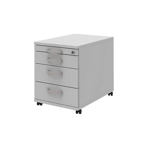 4004479540568 - Rollcontainer BARI Materialauszug 3 Schubkästen abschließbar B 432 x T 577 x H 538 mm hellgrau 4004479540568 - Rollcontainer BARI Materialauszug 3 Schubkästen abschließbar B 432 x T 577 x H 538 mm hellgrau