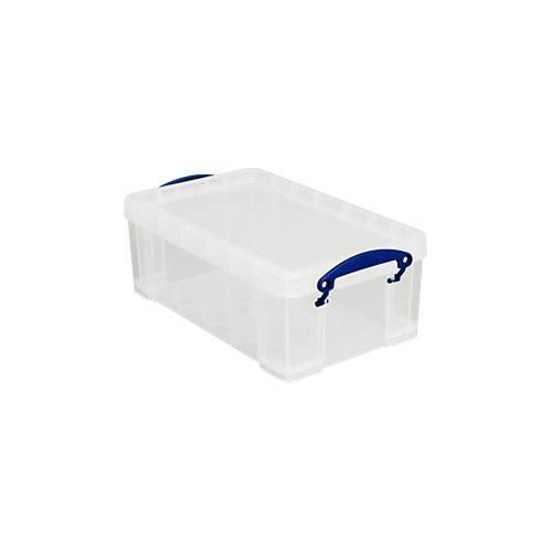 5060024801736 - Transportbox Really Useful Box Volumen 9 l L 395 x B 255 x H 155 mm stapelbar mit Deckel & Klappgriffen Recycling-PP transparent