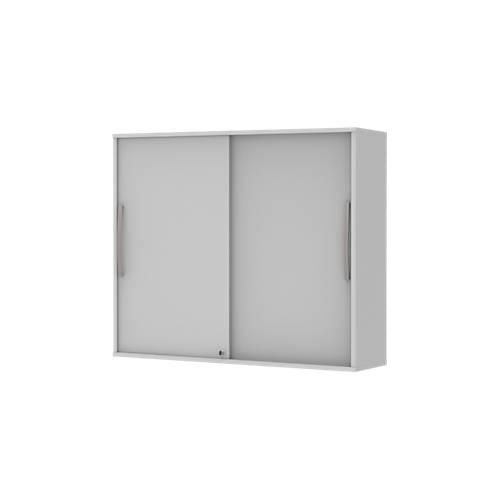 4004479539906 - Schiebetür-Aufbauschrank BARI 4 Böden Schloss Mitteltrennwand B 1200 x T 430 x H 1057 mm hellgrau 4004479539906 - Schiebetür-Aufbauschrank BARI 4 Böden Schloss Mitteltrennwand B 1200 x T 430 x H 1057 mm hellgrau