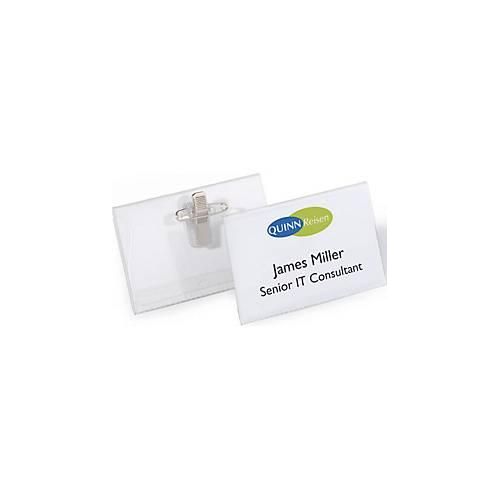4005546810126 - 810119 Namensschild Packung à 50 Stück (mit Kombiklemme 54 x 90 mm) transparent - Durable