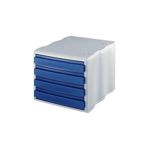 7612176101141 - styro® Schubladenbox wave 4 Schübe Polystyrol grau blau