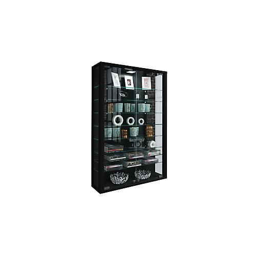 4051814354380 - Wandvitrine Vitrosa Mini mit LED-Beleuchtung 8 Einlegeböden 2 Flügeltüren B 590 x T 180 x H 910 mm Glas & Holz schwarz 4051814354380 - Wandvitrine Vitrosa Mini mit LED-Beleuchtung 8 Einlegeböden 2 Flügeltüren B 590 x T 180 x H 910 mm Glas & Holz schwarz