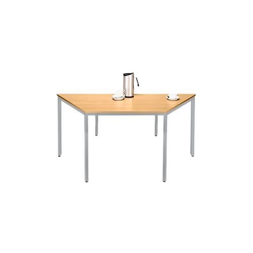 4251898823639 - Pure Stahlrohrtisch Trapez Quadratrohrfuß B 1600 x T 690 x H 720 mm Buche weißaluminium 4251898823639 - Pure Stahlrohrtisch Trapez Quadratrohrfuß B 1600 x T 690 x H 720 mm Buche weißaluminium