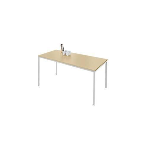 4251898823707 - Pure Stahlrohrtisch Rechteck Quadratrohrfuß B 1600 x T 800 x H 720 mm Ahorn weißaluminium 4251898823707 - Pure Stahlrohrtisch Rechteck Quadratrohrfuß B 1600 x T 800 x H 720 mm Ahorn weißaluminium