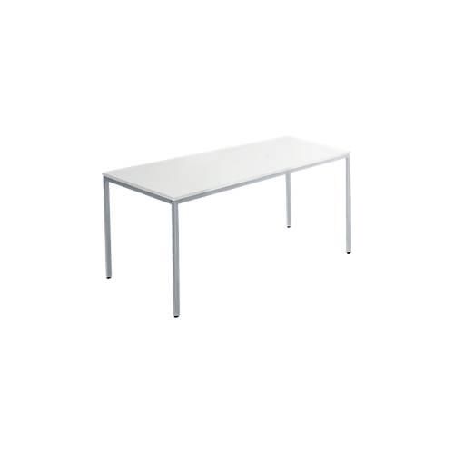 4251898823387 - Pure Stahlrohrtisch Rechteck Quadratrohrfuß B 1400 x T 700 x H 720 mm lichtgrau weißaluminium