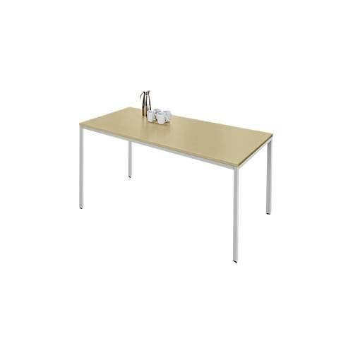4251898823820 - Pure Stahlrohrtisch Rechteck Quadratrohrfuß B 1400 x T 700 x H 720 mm Ahorn weißaluminium 4251898823820 - Pure Stahlrohrtisch Rechteck Quadratrohrfuß B 1400 x T 700 x H 720 mm Ahorn weißaluminium