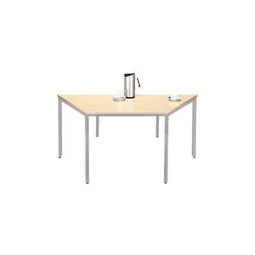 4251898823660 - Pure Stahlrohrtisch Trapez Quadratrohrfuß B 1600 x T 690 x H 720 mm Ahorn weißaluminium 4251898823660 - Pure Stahlrohrtisch Trapez Quadratrohrfuß B 1600 x T 690 x H 720 mm Ahorn weißaluminium