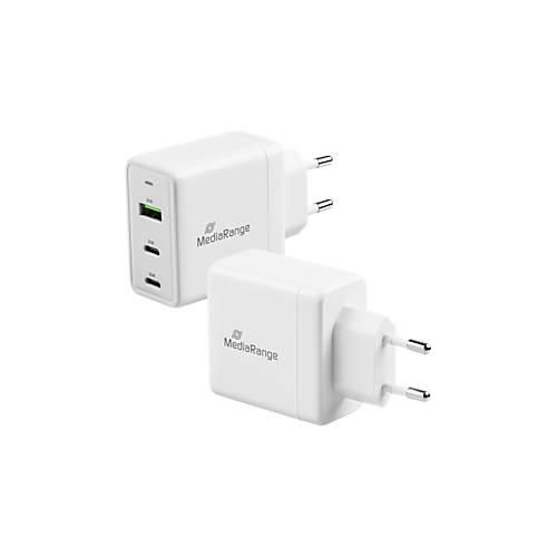 4260664878452 - MediaRange Quick Charge Schnellladeadapter 65 W Eurostecker 2x USB-C und 1x USB-A weiß 4260664878452 - MediaRange Quick Charge Schnellladeadapter 65 W Eurostecker 2x USB-C und 1x USB-A weiß