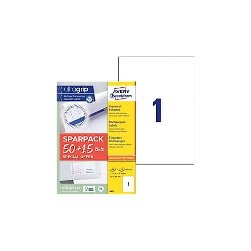4004182066034 - Universaletiketten ultragrip SPARPACK 50 + 15 Blatt 6603 weiß rechteckig 210x297mm (BxH) permanent 65 Etiketten 4004182066034 A 65 St 4004182066034 - Universaletiketten ultragrip SPARPACK 50 + 15 Blatt 6603 weiß rechteckig 210x297mm (BxH) permanent 65 Etiketten 4004182066034 A 65 St