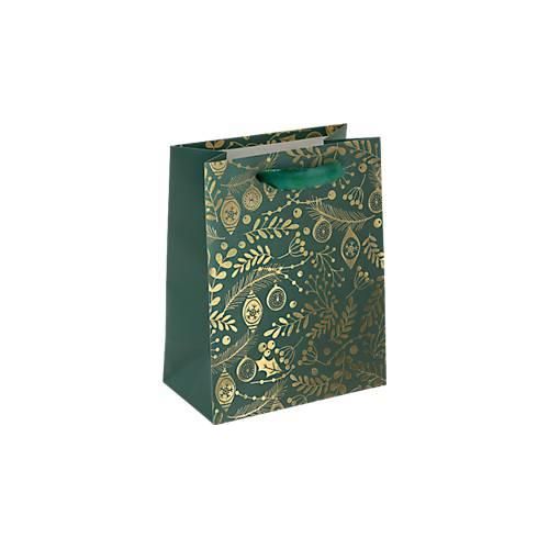 4004360777721 - 5 x Geschenktasche Small 180x230x100mm Golden ornaments on green