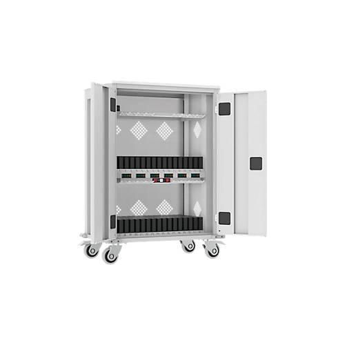 4050049407953 - Tabletwagen für 32 Tablets und 1 Notebook Stromversorgung belüftet B 730 x T 440 x H 1050 mm lichtgrau RAL 7035