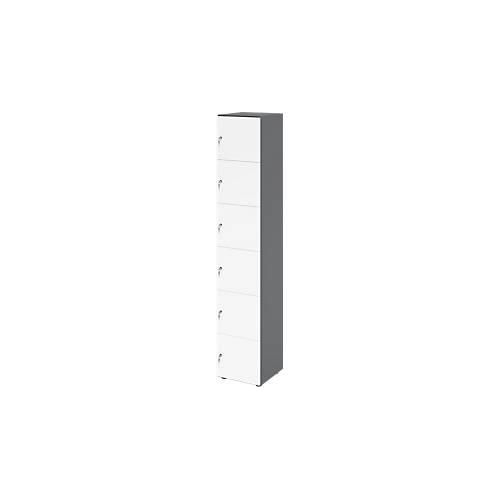 4032062313770 - Schließfachschrank Topas Line 6 Ordnerhöhen 6 Fächer Zylinderschloss B 400 x T 420 x H 2156 mm graphit weiß 4032062313770 - Schließfachschrank Topas Line 6 Ordnerhöhen 6 Fächer Zylinderschloss B 400 x T 420 x H 2156 mm graphit weiß