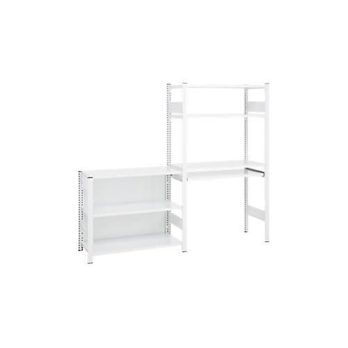 4250623798235 - ORDO Home Regalkombination Grund- und Anbauregal 6 Fachböden multifunktional mobil B 2070 x T 435 x H 1750 mm verkehrsweiß RAL 9016