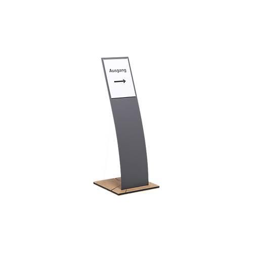 4260257842006 - Infoständer Segelform für Dokumente bis A4 B 360 x T 360 x H 960 mm Hirnholz-Eiche Acrylglas grau-matt 4260257842006 - Infoständer Segelform für Dokumente bis A4 B 360 x T 360 x H 960 mm Hirnholz-Eiche Acrylglas grau-matt