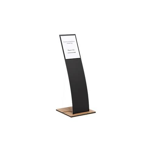 4260257841993 - Präsentationssäule Segelform für Dokumente bis A4 360 x T 360 x H 960 mm Hirnholz-Eiche Acrylglas schwarz-matt 4260257841993 - Präsentationssäule Segelform für Dokumente bis A4 360 x T 360 x H 960 mm Hirnholz-Eiche Acrylglas schwarz-matt