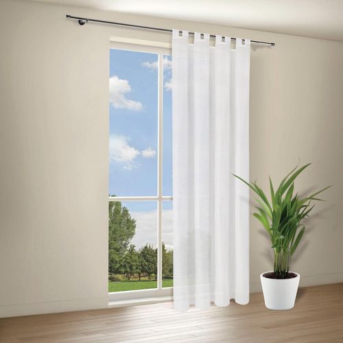 4007863680376 - Gardine Maia Gerster Schlaufen (1 St) halbtransparent Wirkware Schlaufenschal Maia uni weiß 4007863680376 - Gardine Maia Gerster Schlaufen (1 St) halbtransparent Wirkware Schlaufenschal Maia uni weiß
