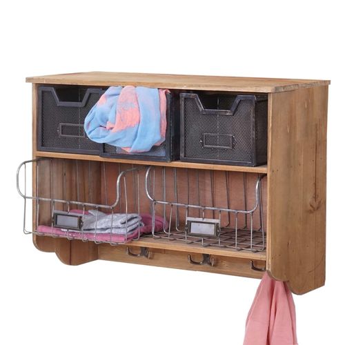 4057651274133 - Wandgarderobe MCW-A43 Garderobe Regal Tanne Holz Vintage Patchwork 42x60x24cm 4057651274133 - Wandgarderobe MCW-A43 Garderobe Regal Tanne Holz Vintage Patchwork 42x60x24cm