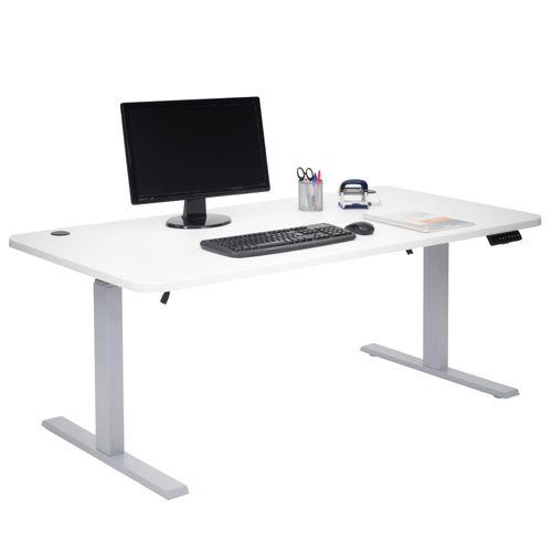 4057651256757 - Schreibtisch MCW-D40 Computertisch elektrisch höhenverstellbar 160x80cm 53kg MVG ~ weiß grau 4057651256757 - Schreibtisch MCW-D40 Computertisch elektrisch höhenverstellbar 160x80cm 53kg MVG ~ weiß grau
