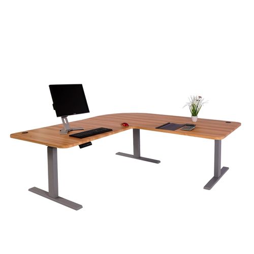 4057651429779 - Eck-Schreibtisch MCW-D40 Bürotisch Computertisch elektrisch höhenverstellbar 178x178cm 84kg MVG ~ eiche grau 4057651429779 - Eck-Schreibtisch MCW-D40 Bürotisch Computertisch elektrisch höhenverstellbar 178x178cm 84kg MVG ~ eiche grau