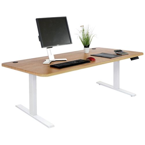 4057651511566 - Schreibtisch MCW-D40 Computertisch elektrisch höhenverstellbar 160x80cm 53kg MVG ~ braun Struktur weiß 4057651511566 - Schreibtisch MCW-D40 Computertisch elektrisch höhenverstellbar 160x80cm 53kg MVG ~ braun Struktur weiß