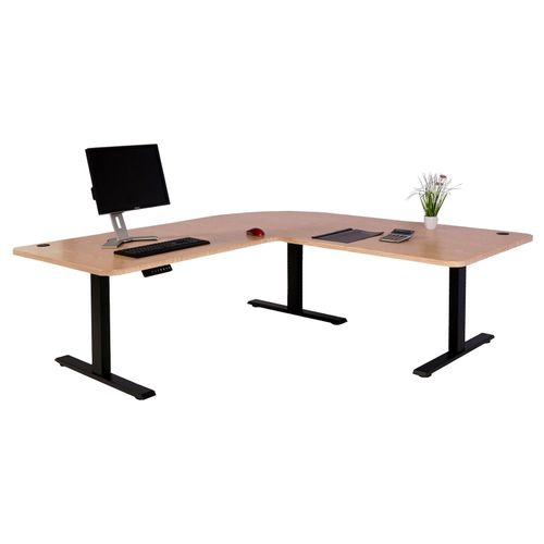 4057651487434 - Eck-Schreibtisch MCW-D40 Computertisch elektrisch höhenverstellbar 178x178cm 84kg MVG ~ hellbraun schwarz 4057651487434 - Eck-Schreibtisch MCW-D40 Computertisch elektrisch höhenverstellbar 178x178cm 84kg MVG ~ hellbraun schwarz