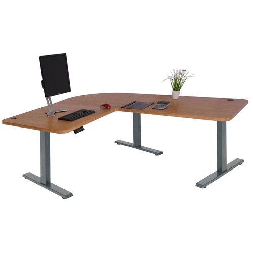 4057651509778 - Eck-Schreibtisch MCW-D40 Computertisch elektrisch höhenverstellbar 178x178cm 84kg MVG ~ braun Struktur anthrazit-grau