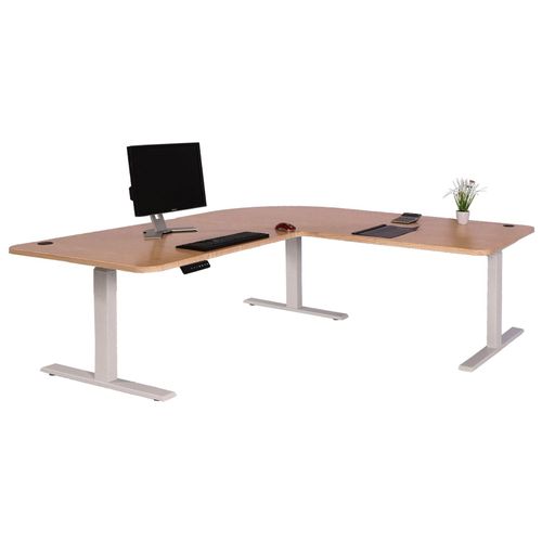 4057651487465 - Eck-Schreibtisch MCW-D40 Computertisch elektrisch höhenverstellbar 178x178cm 84kg MVG ~ hellbraun weiß 4057651487465 - Eck-Schreibtisch MCW-D40 Computertisch elektrisch höhenverstellbar 178x178cm 84kg MVG ~ hellbraun weiß