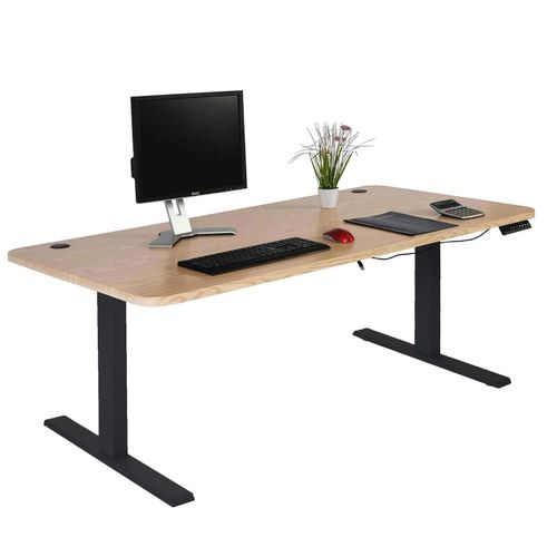 4057651511405 - Schreibtisch MCW-D40 Computertisch elektrisch höhenverstellbar 160x80cm 53kg MVG ~ hellbraun schwarz